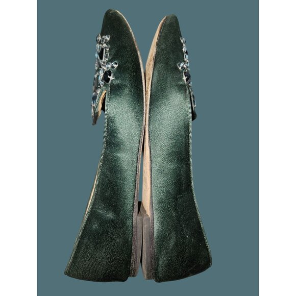 Tory Burch Green Satin Delphine T Logo Embellished Ballet Flats Size 8M - Picture 3 of 14